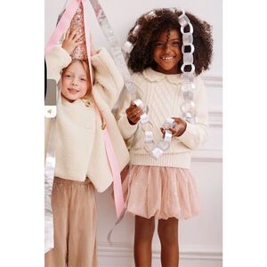 Hanna Andersson Cotton Unisex Cable Knit Sweater In Cream/Ecru Size 2T